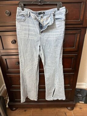 1822 Denim Light Blue Flare Jeans with Front Slits